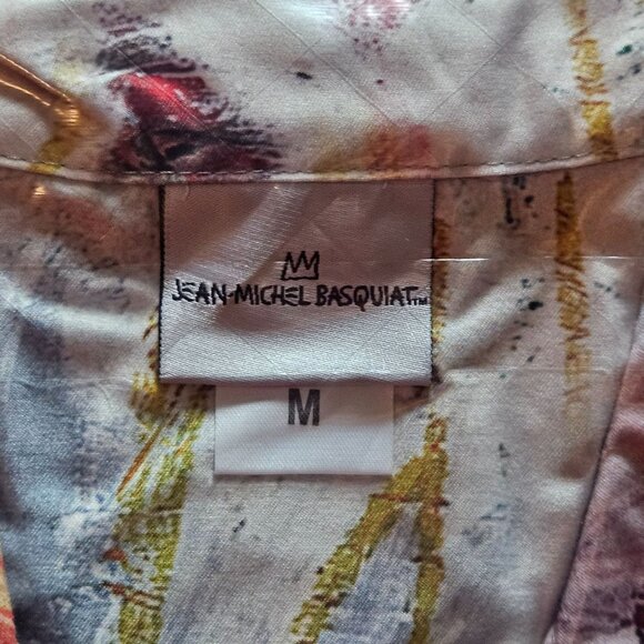 Jean-Michel Basquiat Licensed Art Print Short-Sleeve Button-Up Shirt For Adults - Picture 13 of 14